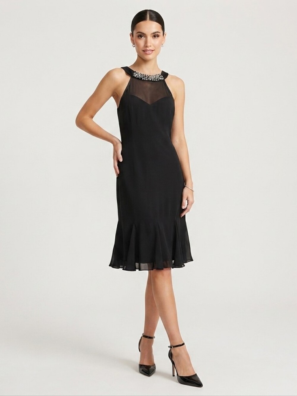 NWOT Black Pearl Embellished Cocktail Dress Size 6